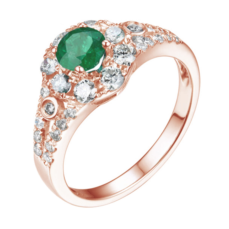 Zlatý prsteň so smaragdom vykladaný diamantmi Galvon 104569