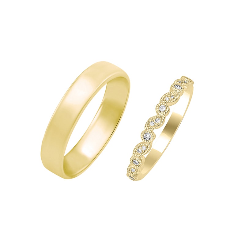 Vintage prsteň s lab-grown diamantmi a komfortný svadobný prsteň Lyla 105819