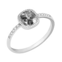 Prsteň s emerald salt and pepper diamantom a lab-grown diamantmi Miriam