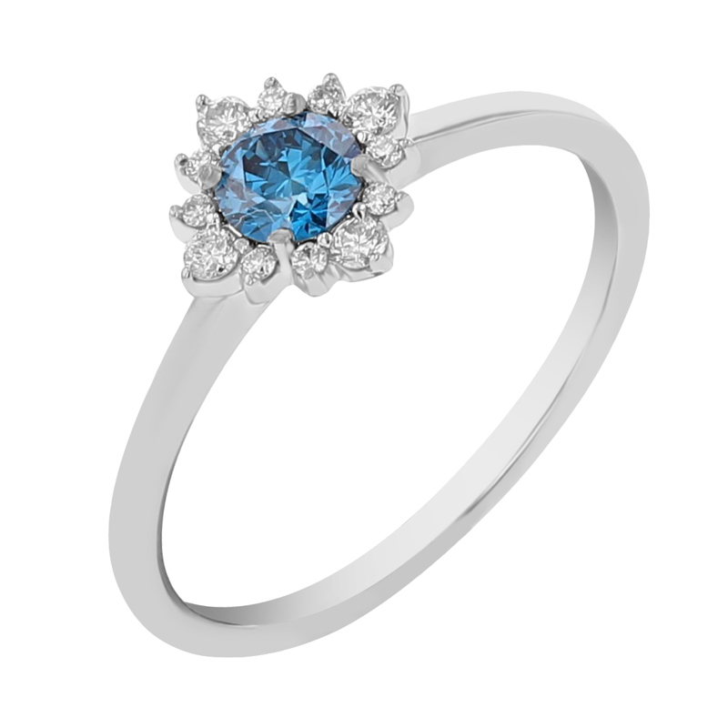 Zásnubný prsteň s certifikovaným fancy blue lab-grown diamantom Kascha
