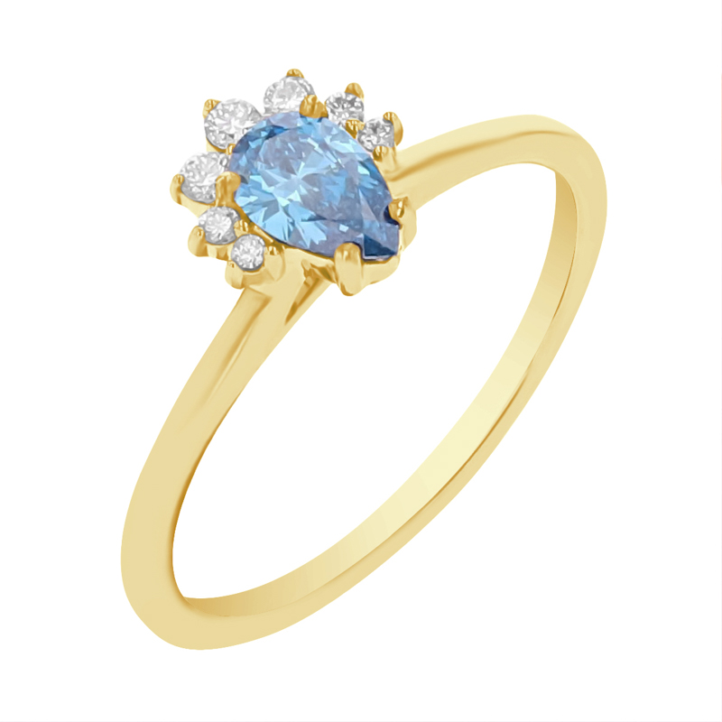 Zásnubný prsteň s certifikovaným fancy blue lab-grown diamantom Aiza 112709