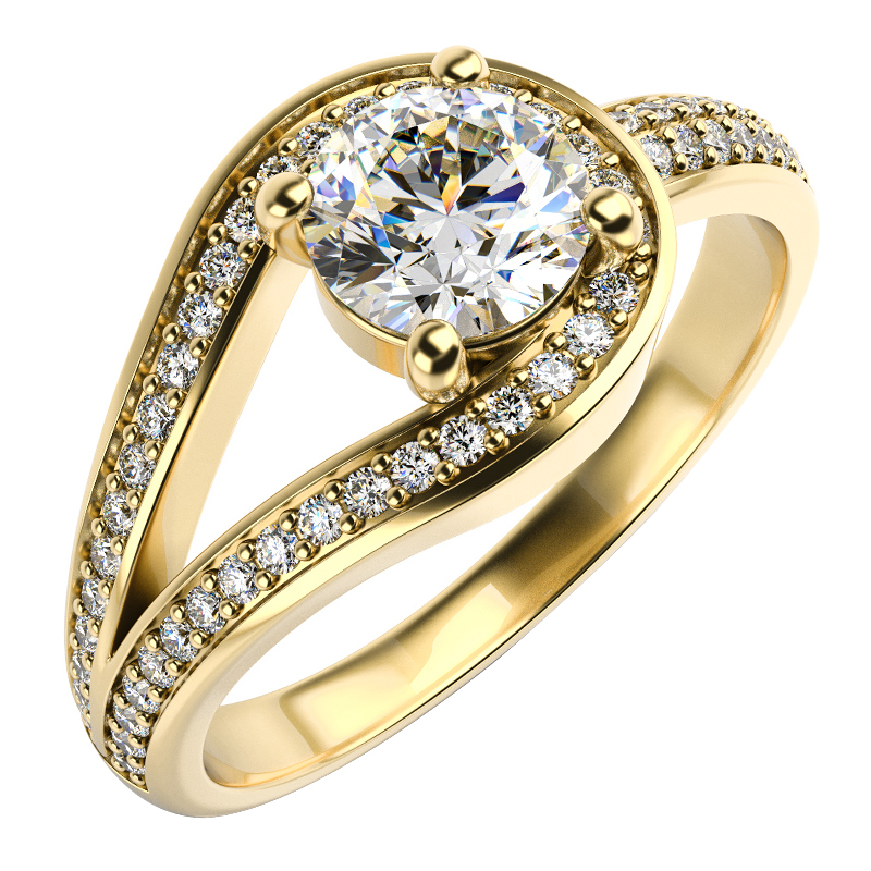 Zlatý zásnubný prsteň s certifikovanými diamantmi 11359