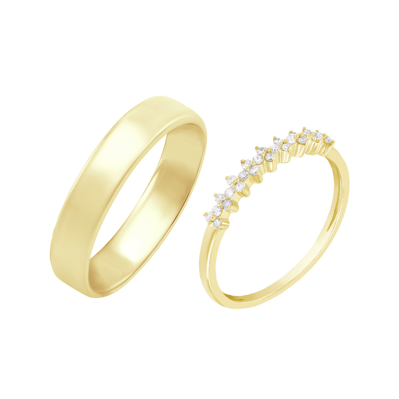 Zlatá eternity obrúčka s diamantmi a komfortný prsteň Tetty 118539