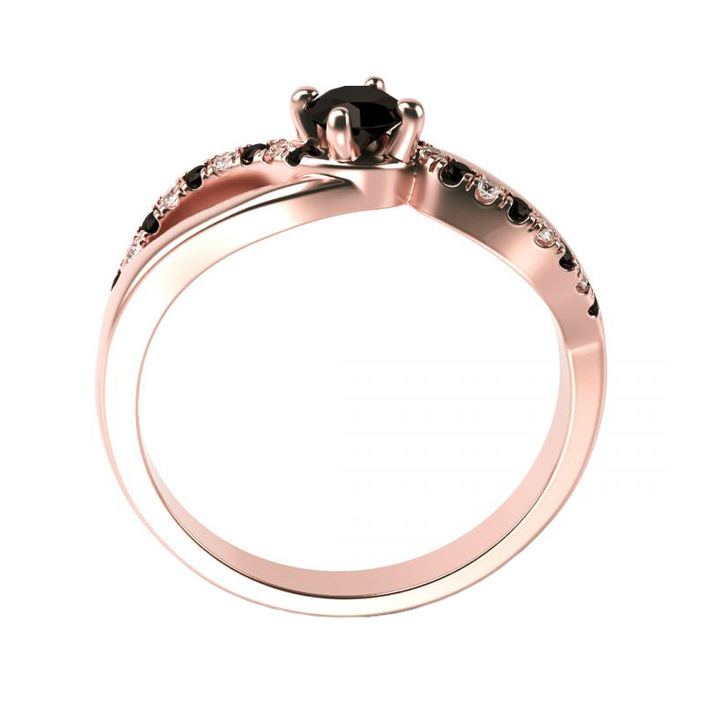Zásnubný prsteň s čiernymi a bielymi diamantmi Damica 119349