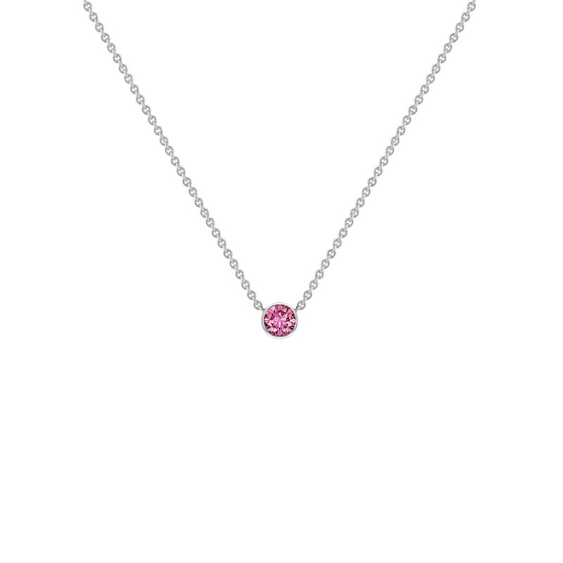 Strieborný minimalistický náhrdelník s ružovým zafírom Vieny