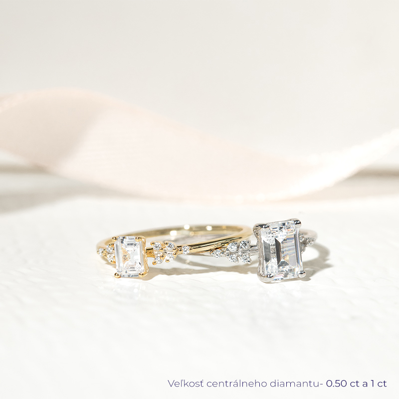 Zásnubný prsteň s emerald diamantom Sade 127099