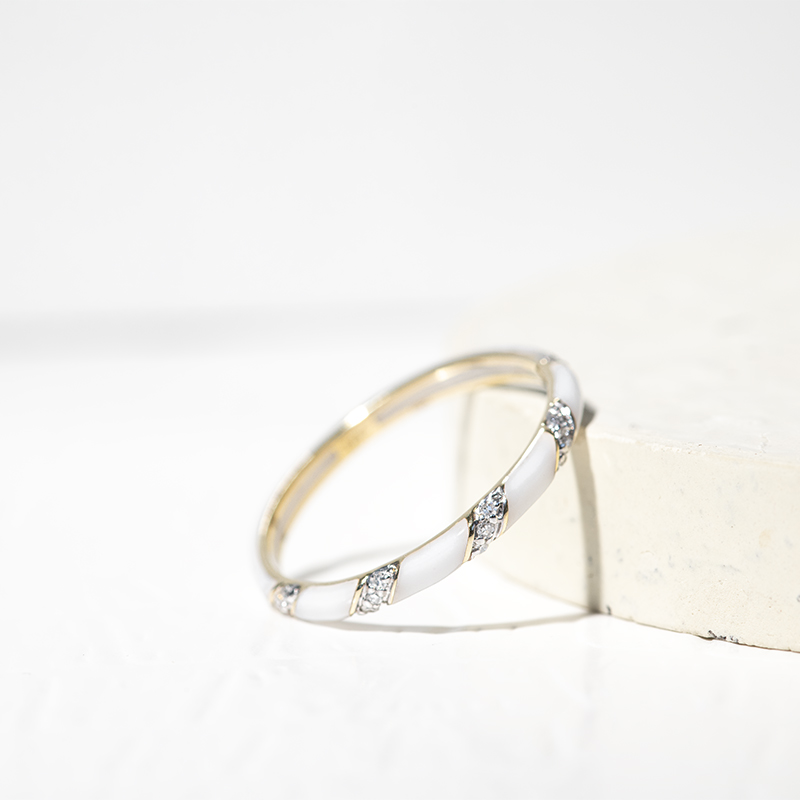 Biely keramický prsteň s diamantmi Jayne 127569
