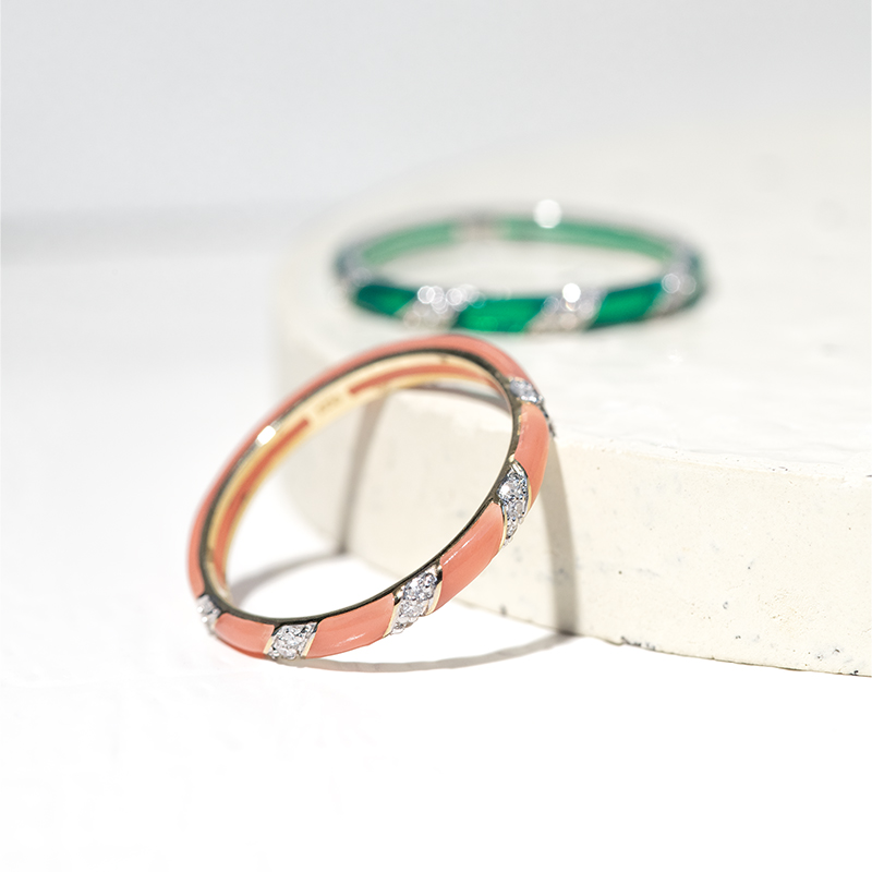 Zelený keramický prsteň s diamantmi Jayne 127579
