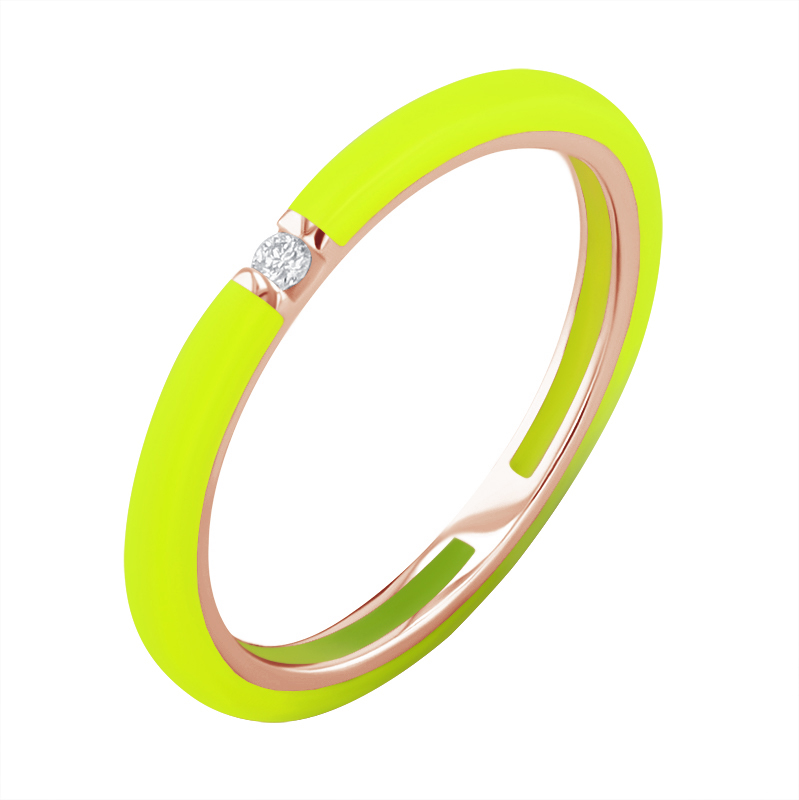 Žltý keramický prsteň s diamantmi Sancha 128739