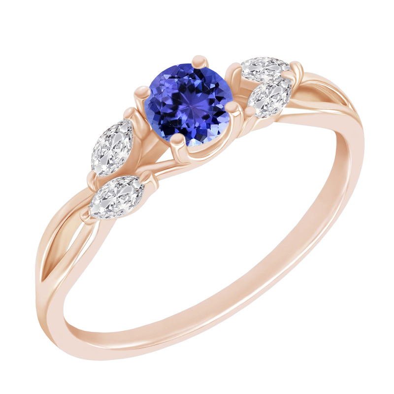 Zásnubný prsteň s tanzanitom a marquise lab-grown diamantmi Fera 132389