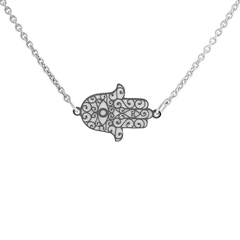 Strieborný joga náhrdelník so symbolom Hamsa 133089