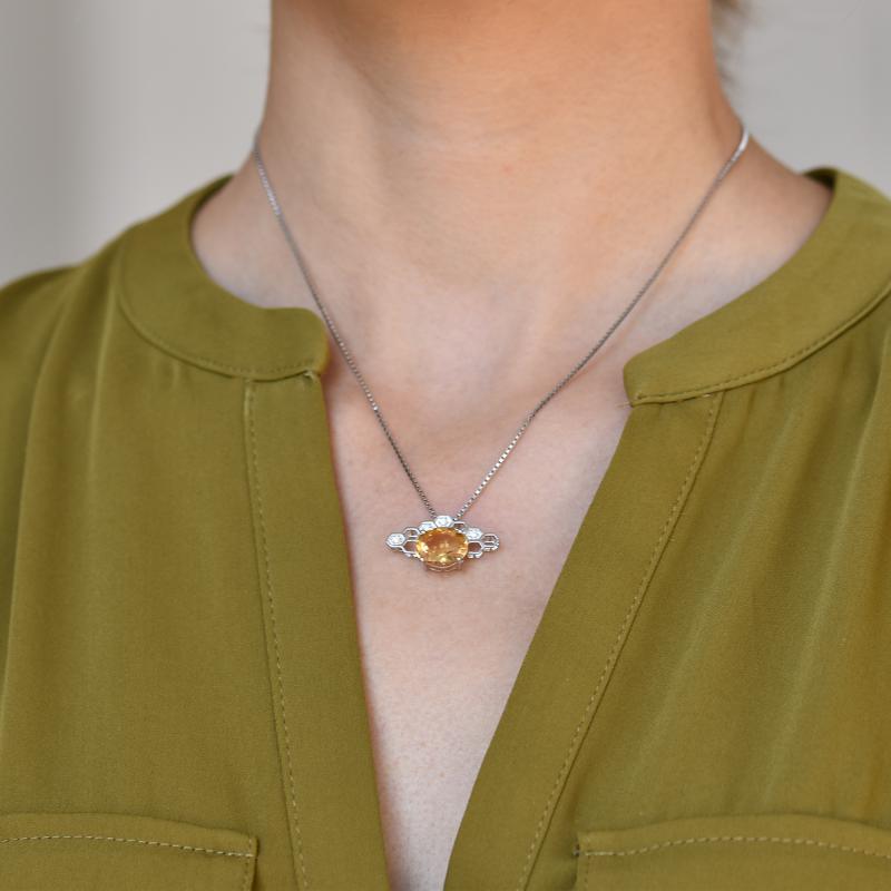 Strieborný náhrdelník s citrínom 16479
