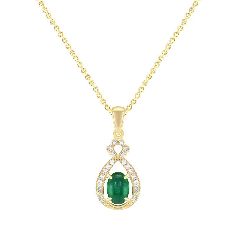 Zlatý náhrdelník so smaragdom a diamantmi Lucia