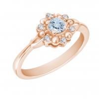 Zlatý zásnubný prsteň s akvamarínom a diamantmi Amila