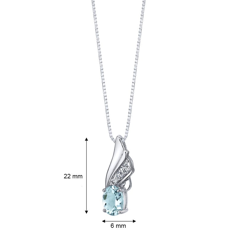 Strieborný náhrdelník s akvamarínom 21729