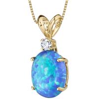 Zlatý prívesok s modrým oválnym opálom a diamantom Amyklas