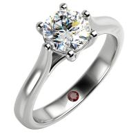 Platinový zásnubný prsteň s diamantom a rubínom Sores