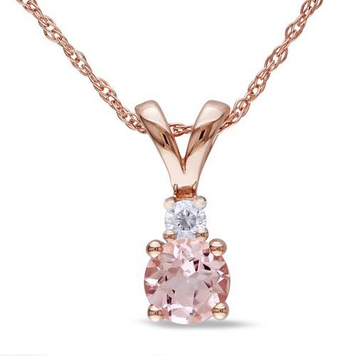 Sladký ružový náhrdelník s morganitom a diamantom Oriana