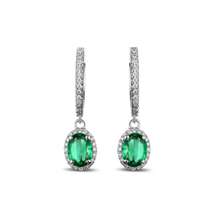 Smaragdové visiace náušnice s diamantmi Ujan