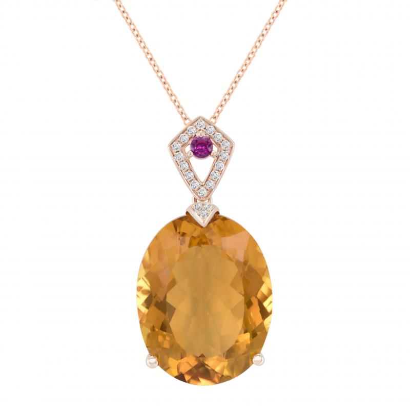 Zlatý náhrdelník s citrínom, turmalínom a diamantmi Morvarid
