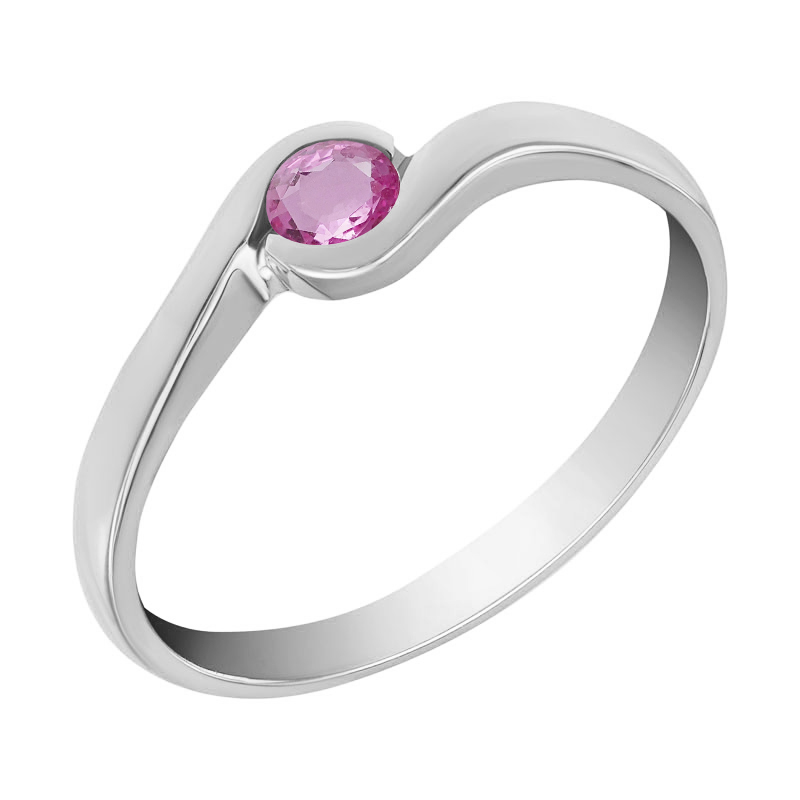 Platinový zásnubný prsteň s ružovým zafírom Gilly