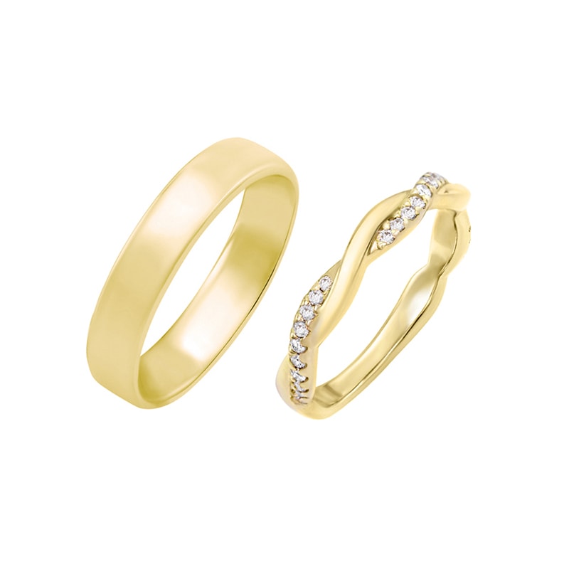 Svadobné prstene s eternity obrúčkou a pánskym prsteňom 29629
