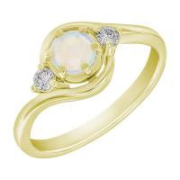 Zlatý zásnubný prsteň s fazetovaným opálom a diamantmi Eilis