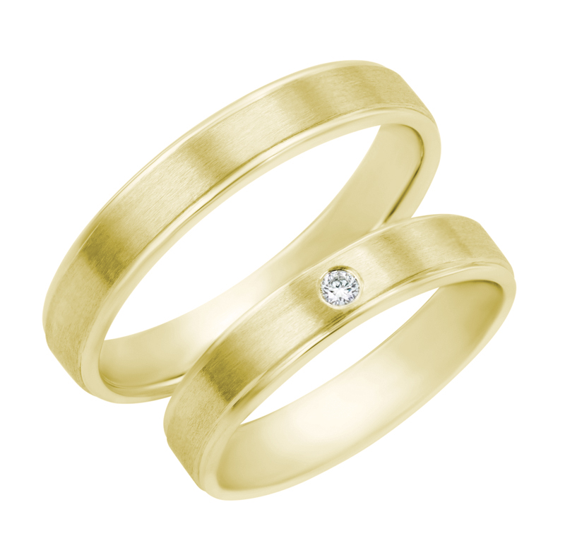 Zlaté svadobné obrúčky s diamantom Zain 32129