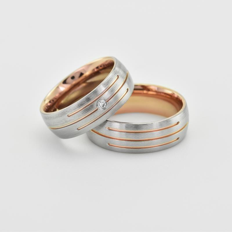 Zlaté svadobné prstene s diamantom 33409