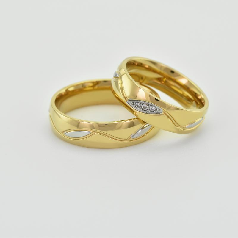 Svadobné obrúčky s diamantmi z kombinovaného zlata 33439