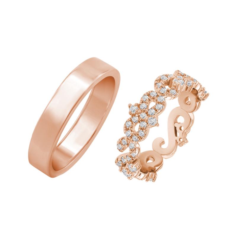 Zlatý vintage eternity prsteň s topásmi a pánsky plochý prsteň Mimosa 36639