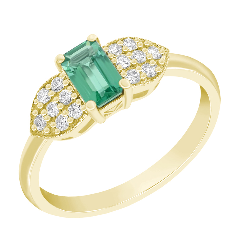 Zlatý zásnubný prsteň so smaragdom 40289