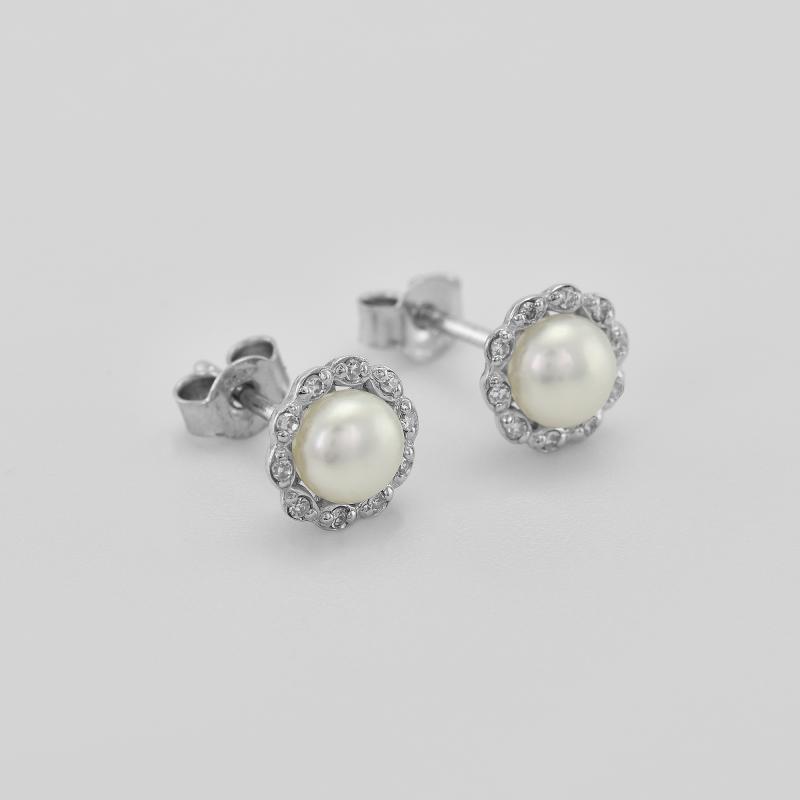 Diamantové náušnice s perlami 42709