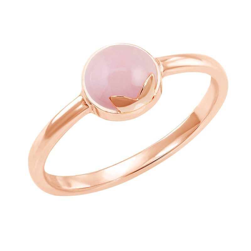 Prsten s cabochon růžovým opálom z ružového zlata