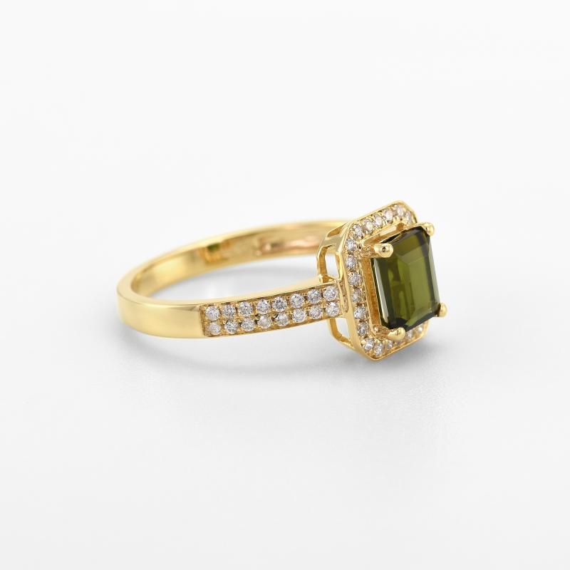 Prsteň so zeleným turmalínom a diamantmi 47479