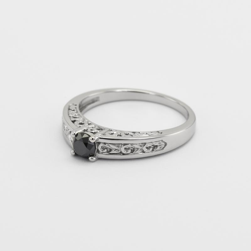 Vintage zásnubný prsteň s čiernym diamantom 47959