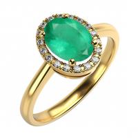 Zlatý zásnubný prsteň so smaragdom a diamantmi Goldie