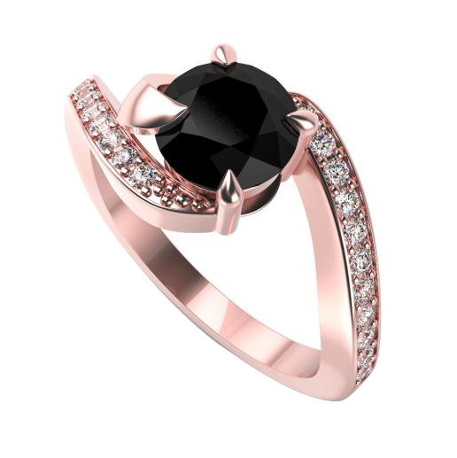 Zlatý prsteň s čiernym a bielymi diamantmi Chim
