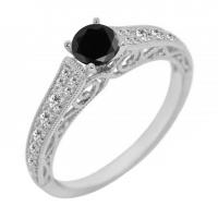 Zásnubný prsteň vo vintage štýle s čiernym diamantom Nadria