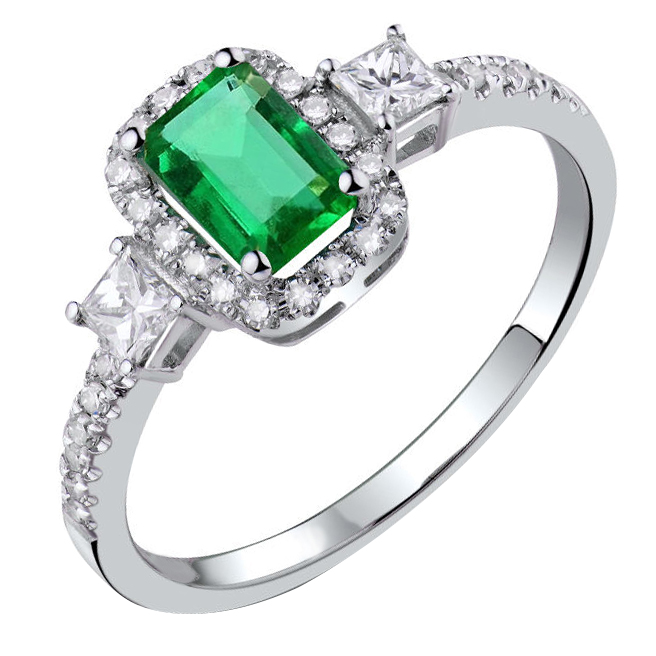 Zlatý prsteň s emerald smaragdom a diamantmi Xely 61899