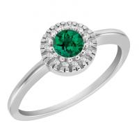 Zlatý halo prsteň so smaragdom obklopeným diamantmi Flormal