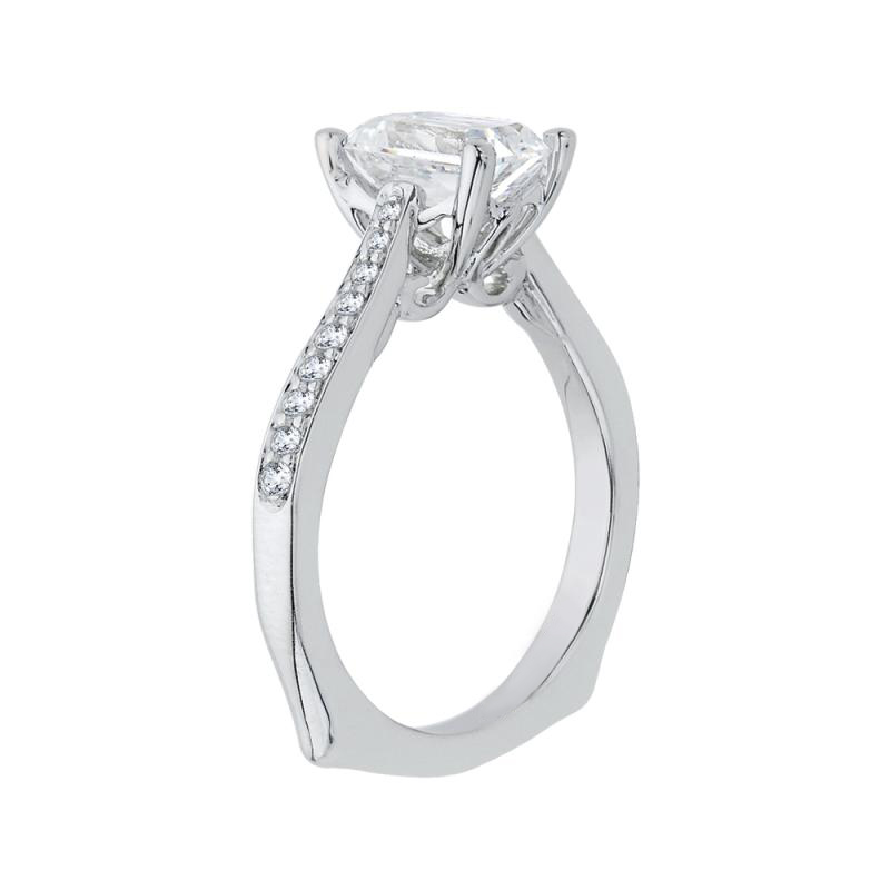 Zásnubný prsteň s diamantmi a moissanitom z bieleho zlata 66269