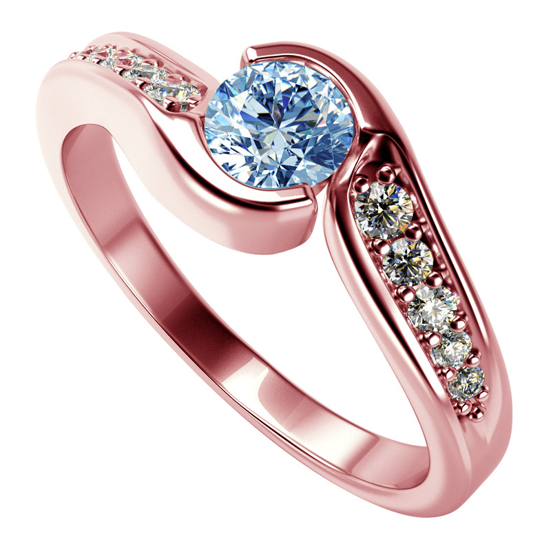 Prsteň z růžového zlata s diamantmi 70369