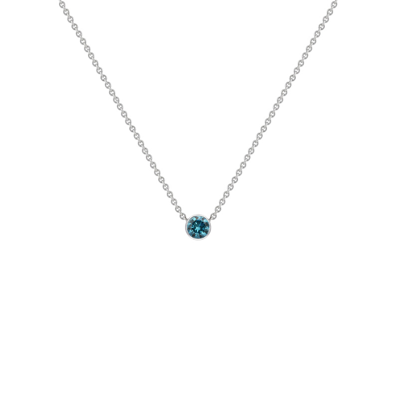 Minimalistický platinový náhrdelník s modrým diamantom Gacria
