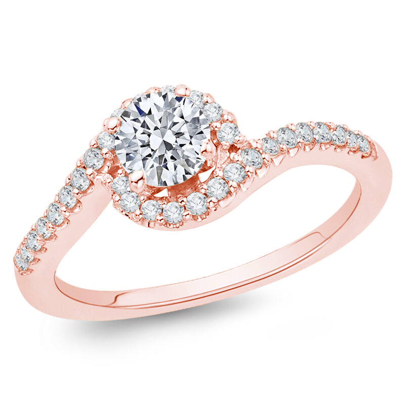 Zásnubný diamantový prsteň z ružového zlata 75029