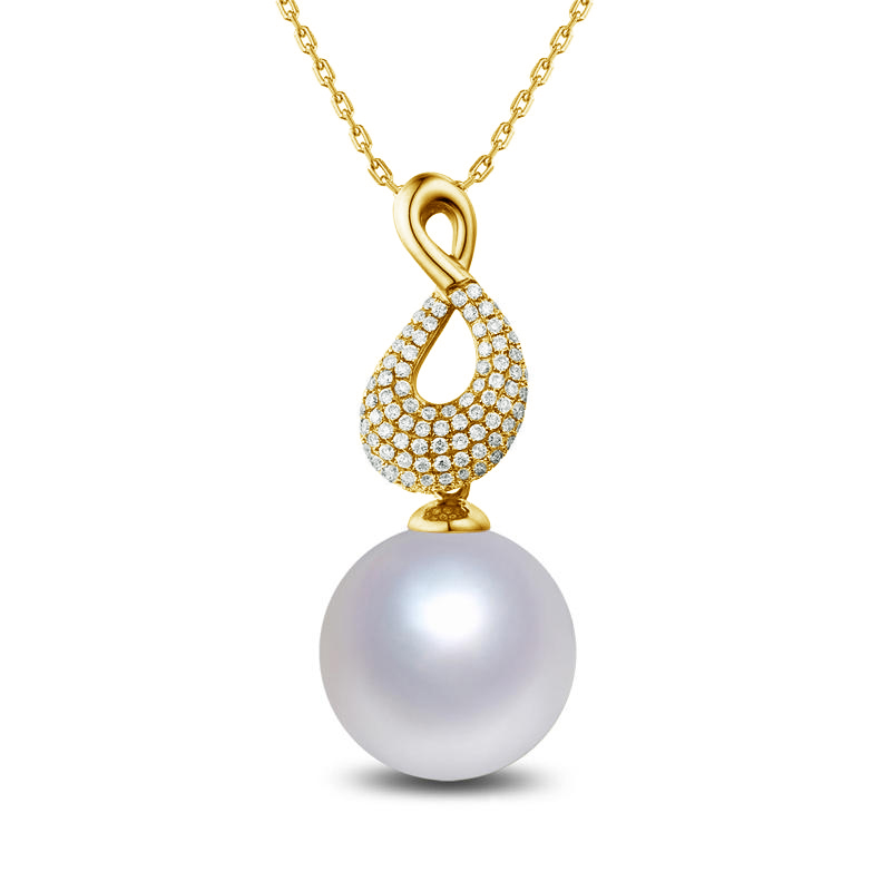 Zlatý prívesok s perlou a diamantmi 76359