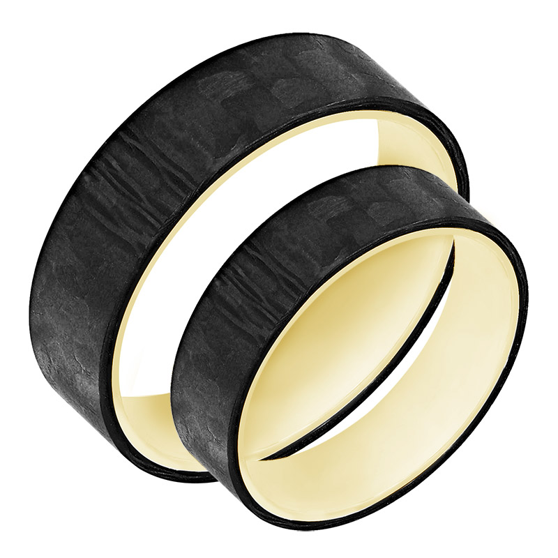 Karbonové snubné prstene zo zlata 80059