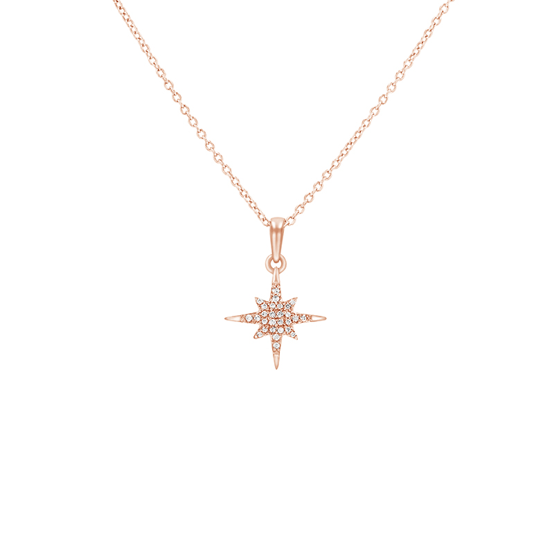 Náhrdelník v tvare diamantové hviezdy z ružového zlata 80559