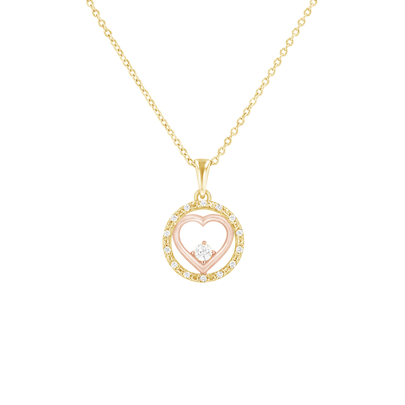 Romantický prívesok s diamantmi zo žltého a ružového zlata 80569