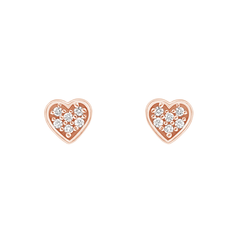 Srdcové náušnice s diamantmi z ružového zlata 80599